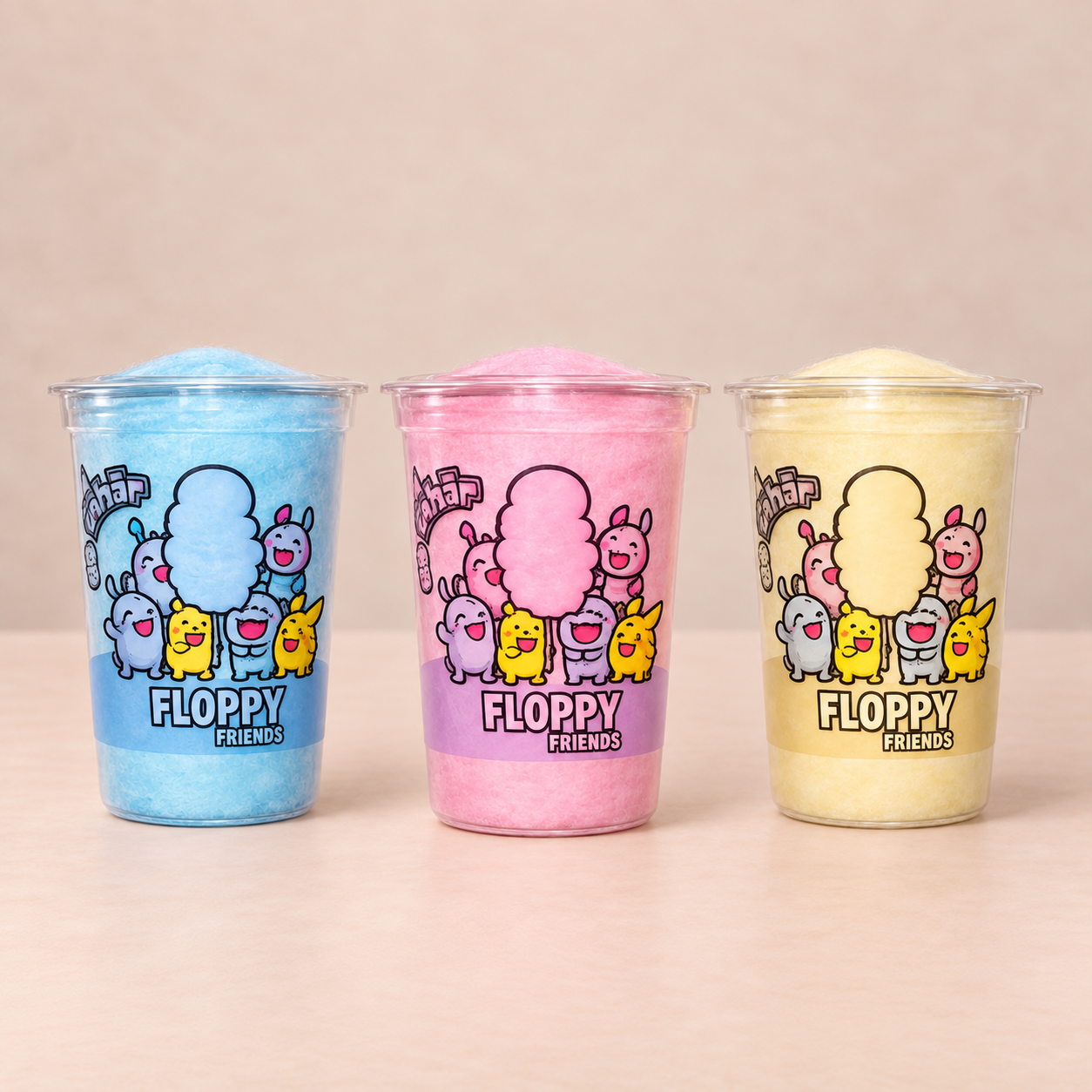 Cotton candy — Gustelier cotton candy cups in branded packaging