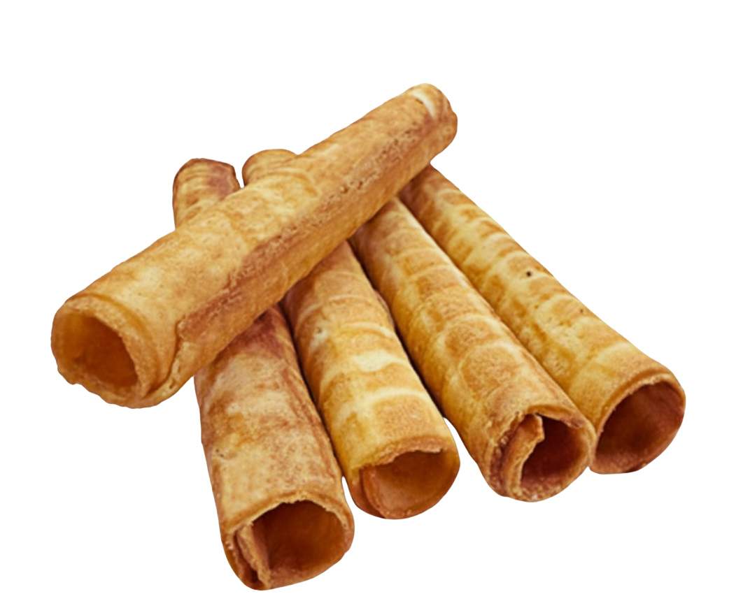 Wafer Rolls with Condensed Milk , Chocolate .